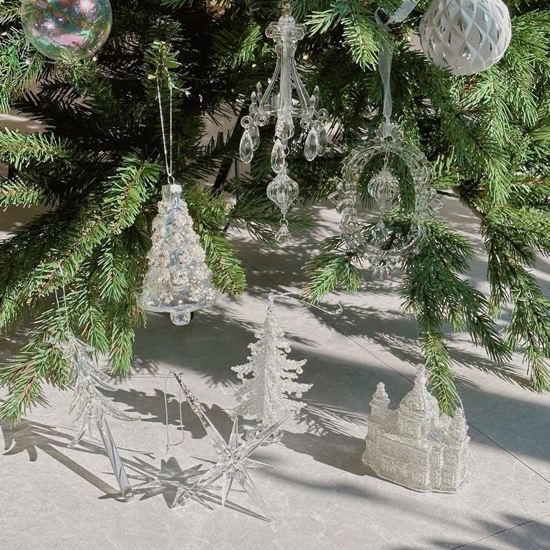 루나 화이트 크리스마스 오너먼트 7types (오로라 트리/성게별/궁전/스팽글 트리/샹들리에/프레임/펄 트리)