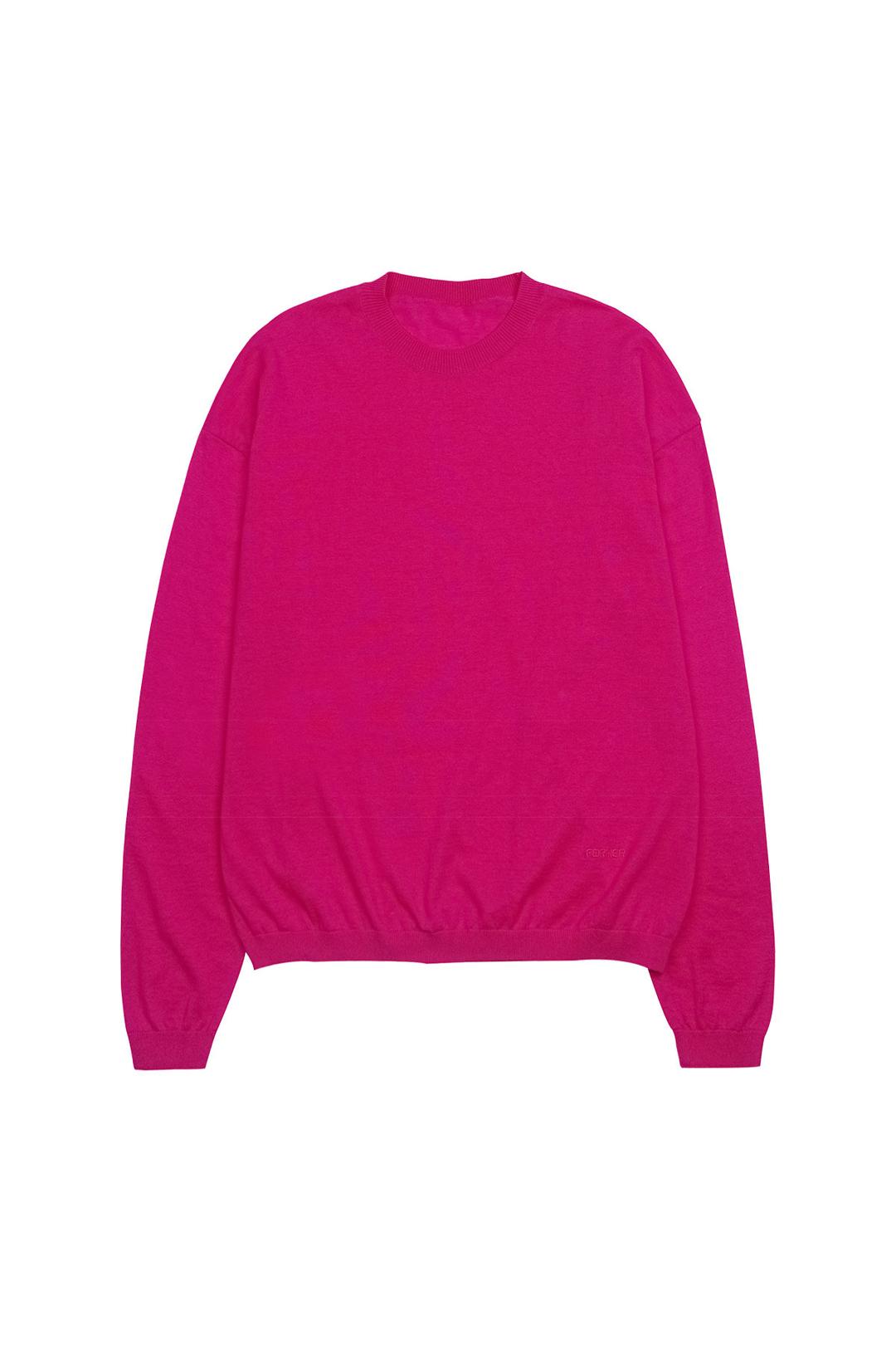 ROUND SLEEVE KNIT TOP (MAGENTA)