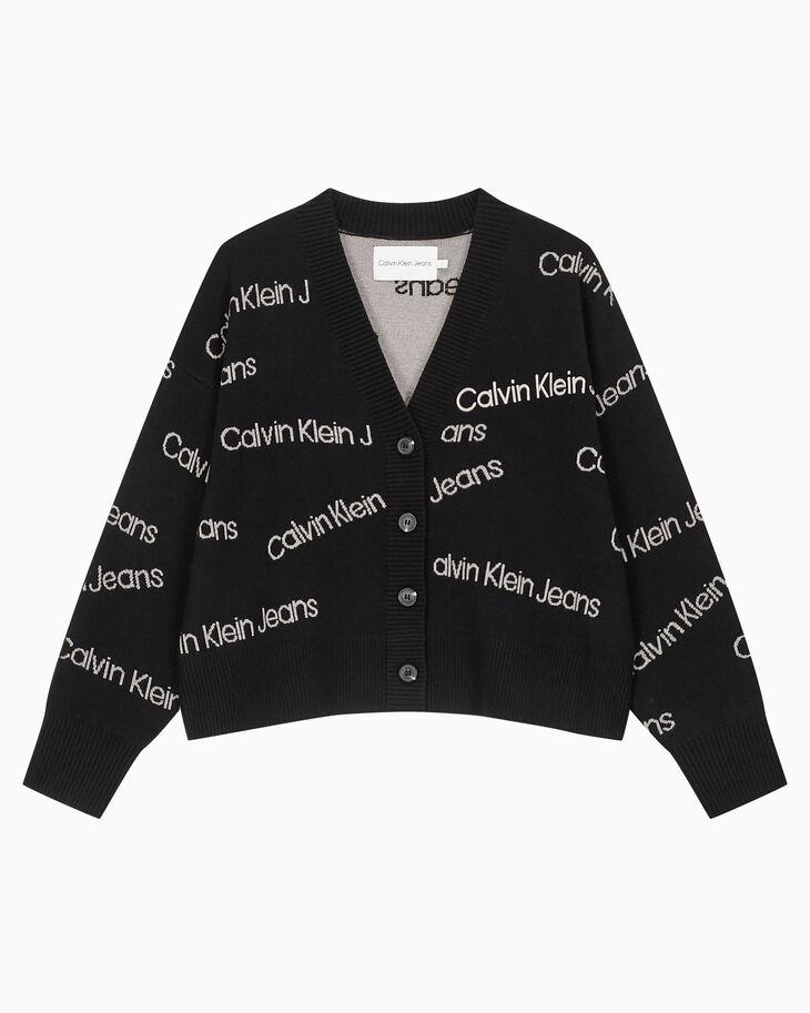 CALVIN KLEIN JEANS여성 AOP 로고 크롭 울 가디건