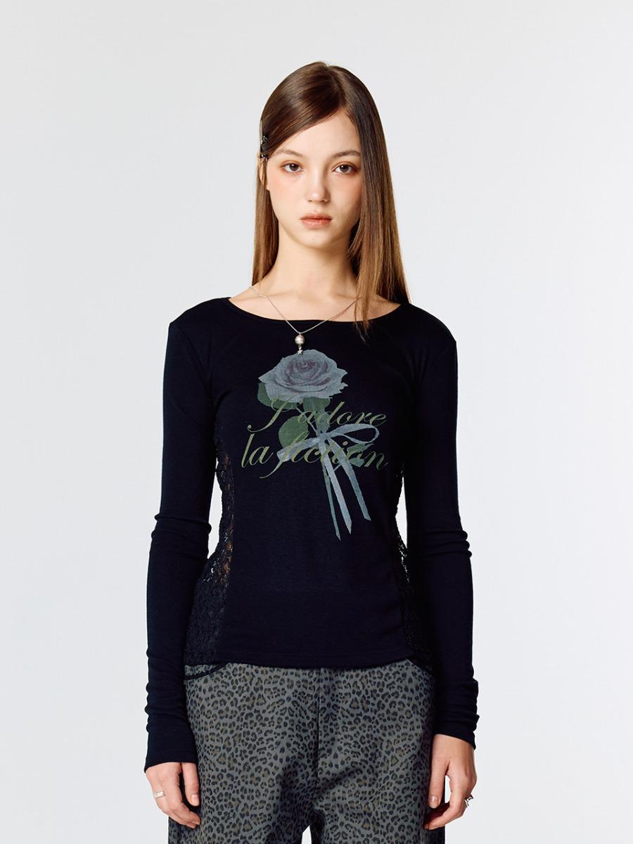 L15 LACE SLIM T-SHIRT (BLACK)
