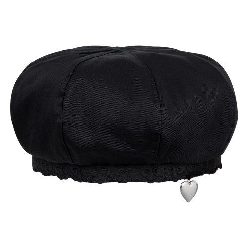 HEART 27 레이스 트리밍 하트 팬던트 베레모 _ 블랙