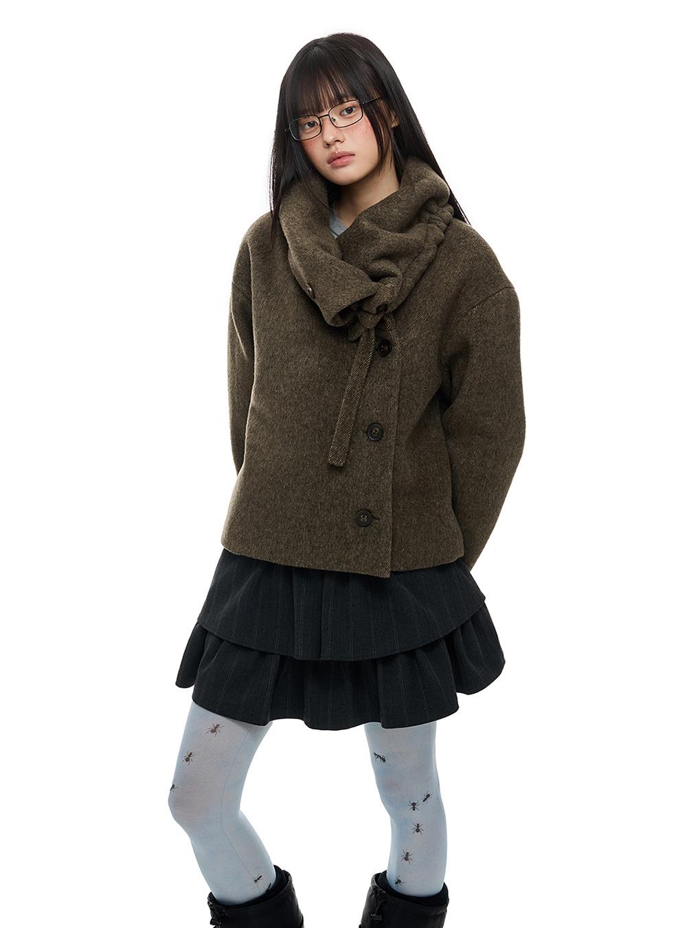 Cocoa Wrap Wool Jacket