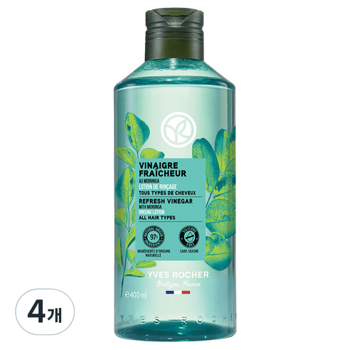 이브로쉐 리프레쉬 비니거 위드 모링가 린싱 로션 올 헤어 타입스 두피린스, 400ml, 4개 - 린스/컨디셔너 | 쿠팡