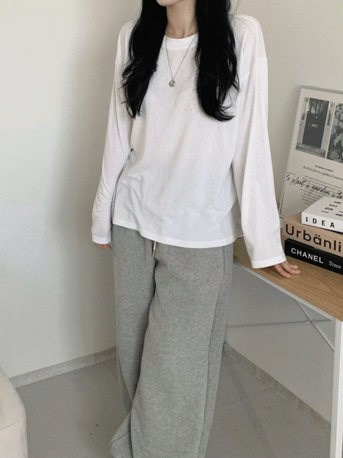 [기모] 에브리 오버핏 기본 긴팔 티셔츠 (3color)