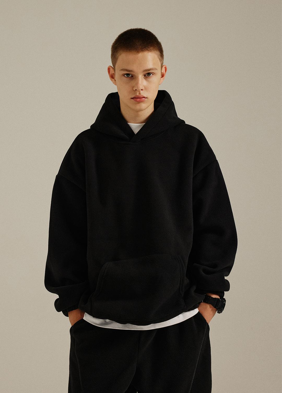 Overfit Fleece Hood Black