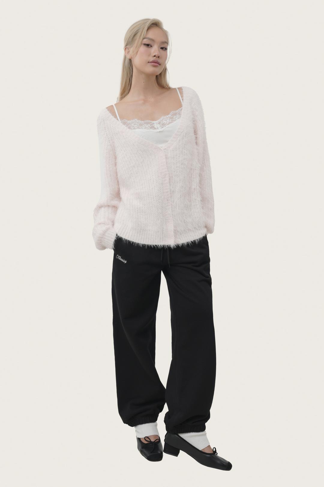 Basic logo string jogger pants, Black