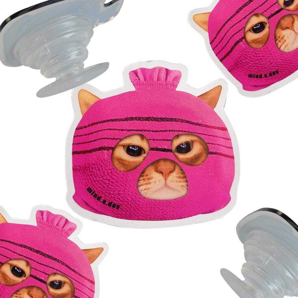 Cover Cat 커버캣 핑크 때타월 고양이톡 투명 아크릴 그립 톡