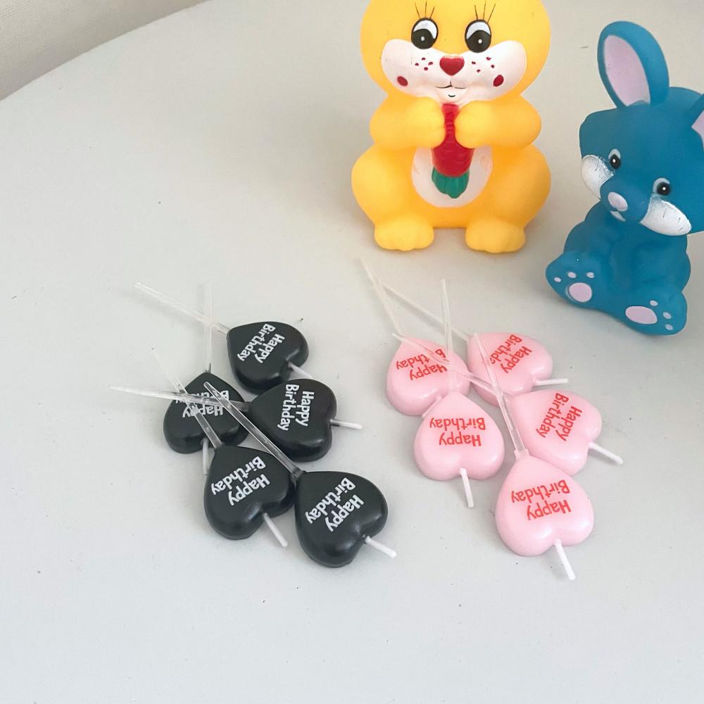 티드 생일초 핑크 블랙 벌스데이 하트초 케이크초