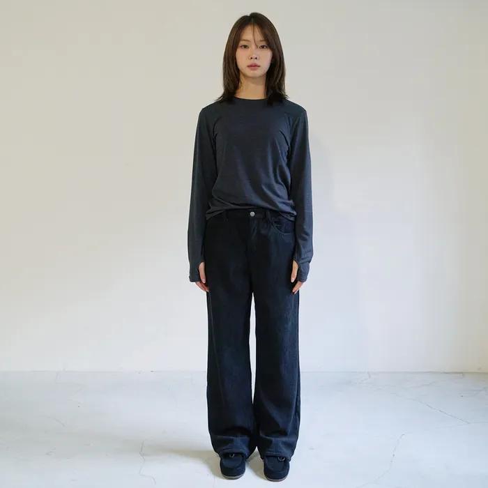 Layered Finger Hole Tee (Charcoal)