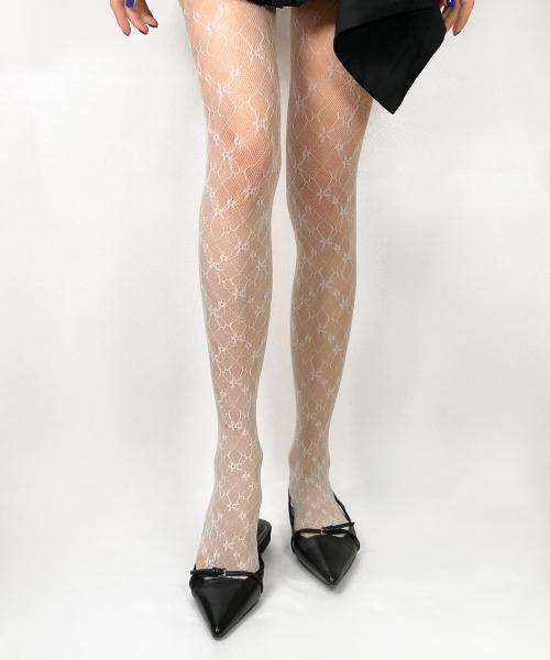lovely ribbon fishnet white