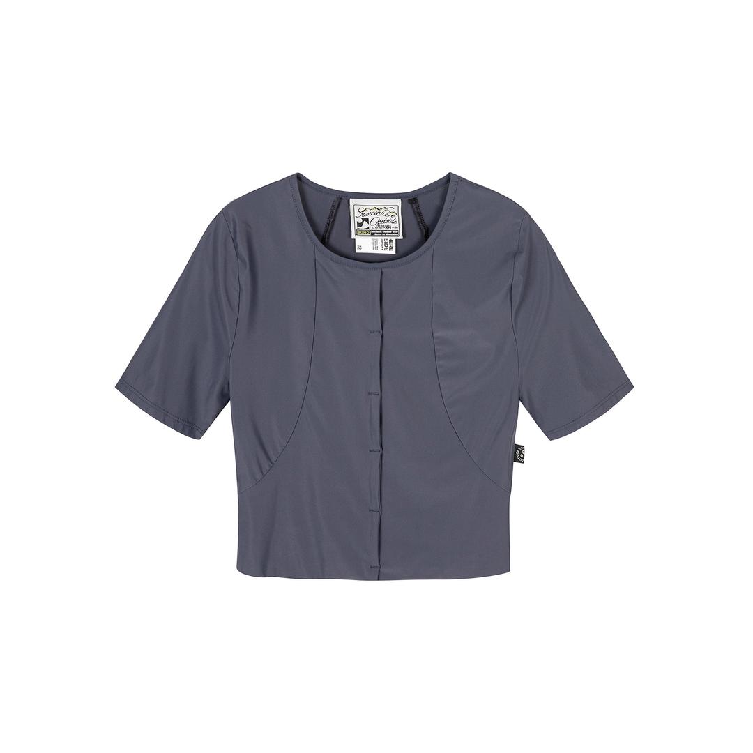 Cropped Cutout Yoga Top_11UUT552 CHARCOAL