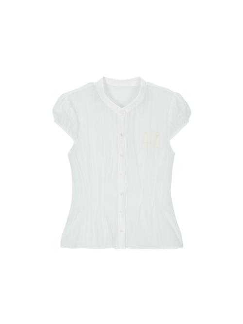 Sheer cap sleeve blouse - white