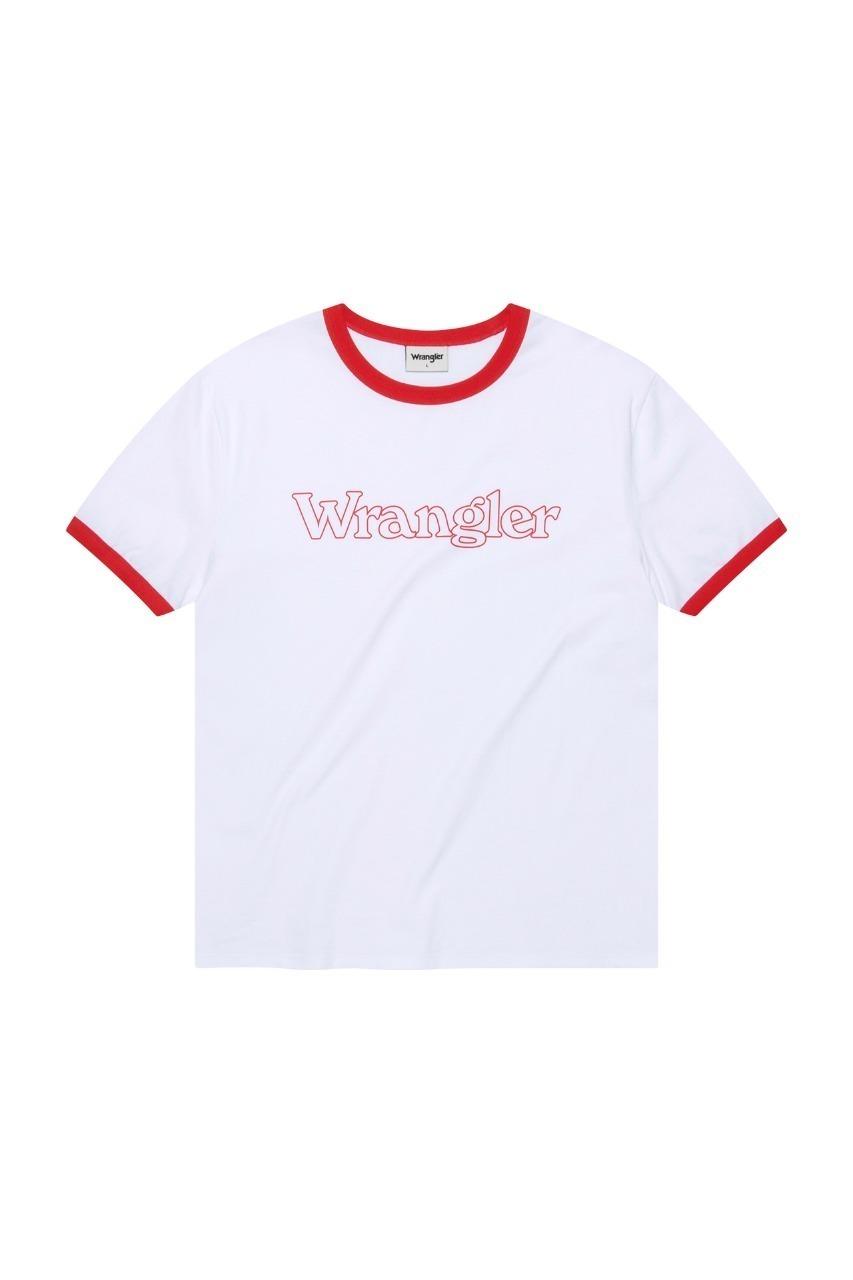 [6/2 예약배송] Typo Logo Color Ringer T-Shirt Red