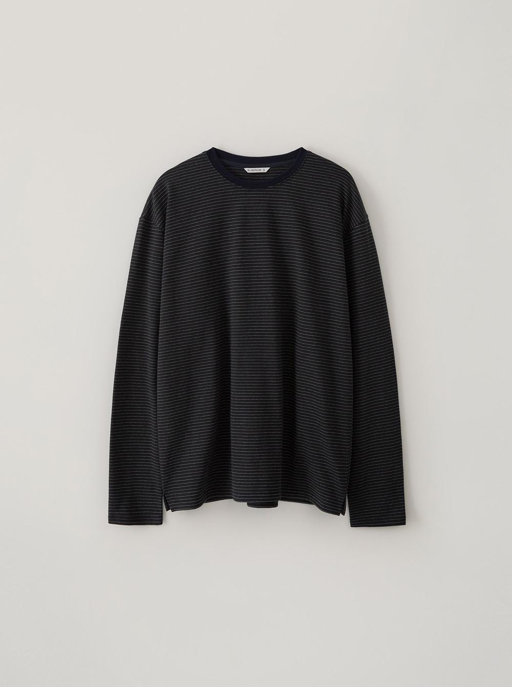 PENCIL STRIPE LONG SLEEVE T_ROYAL NAVY