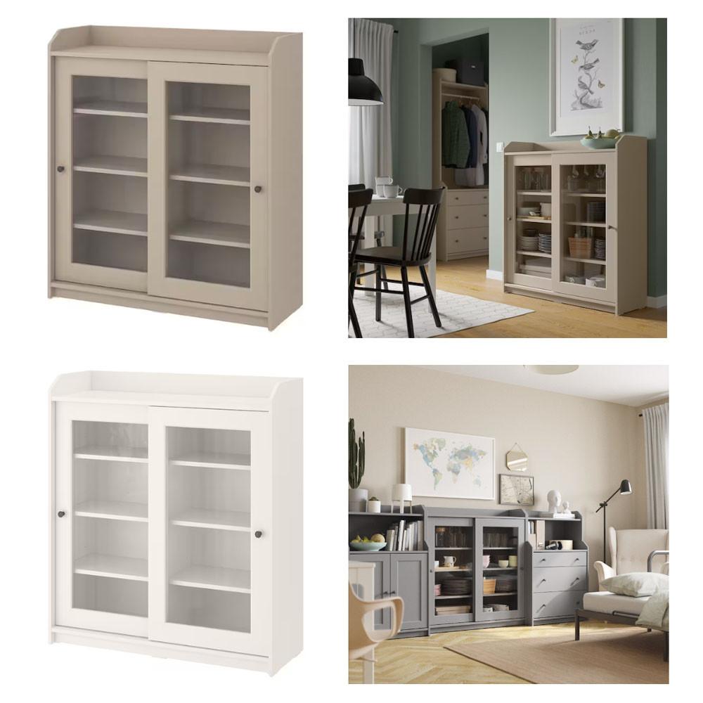 이케아/HAUGA하우가유리도어수납장105x116 cm