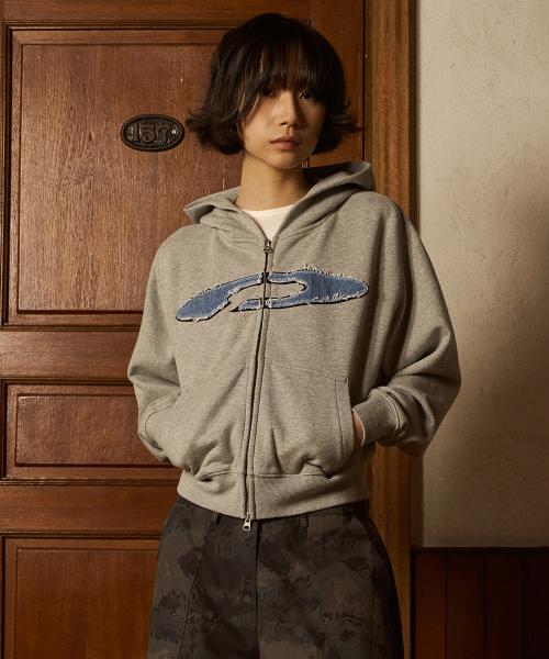 에프디알(FDR)  Disk Logo Denim Applique Zip-Up M.Gray - 사이즈 & 후기 | 무신사