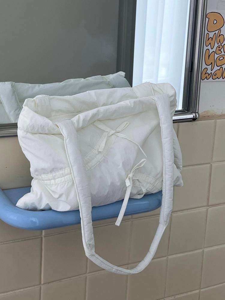 수심 Ribbon Shirring Bag 리본 셔링 가방 숄더백 화이트 발레 코어 여름