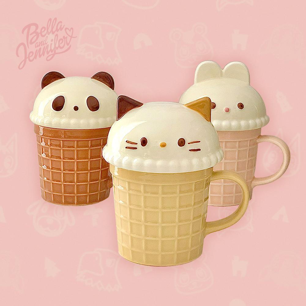 와플 애니멀 머그컵 3 types 토끼 고양이 팬더 귀여운 동물컵 집들이 선물 홈카페