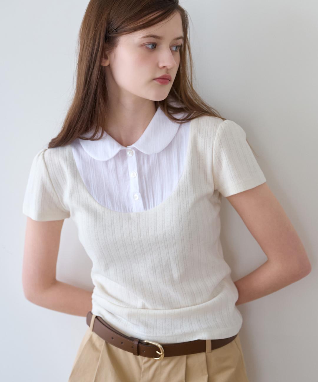 Beshua Layered Collar Top (Cream)