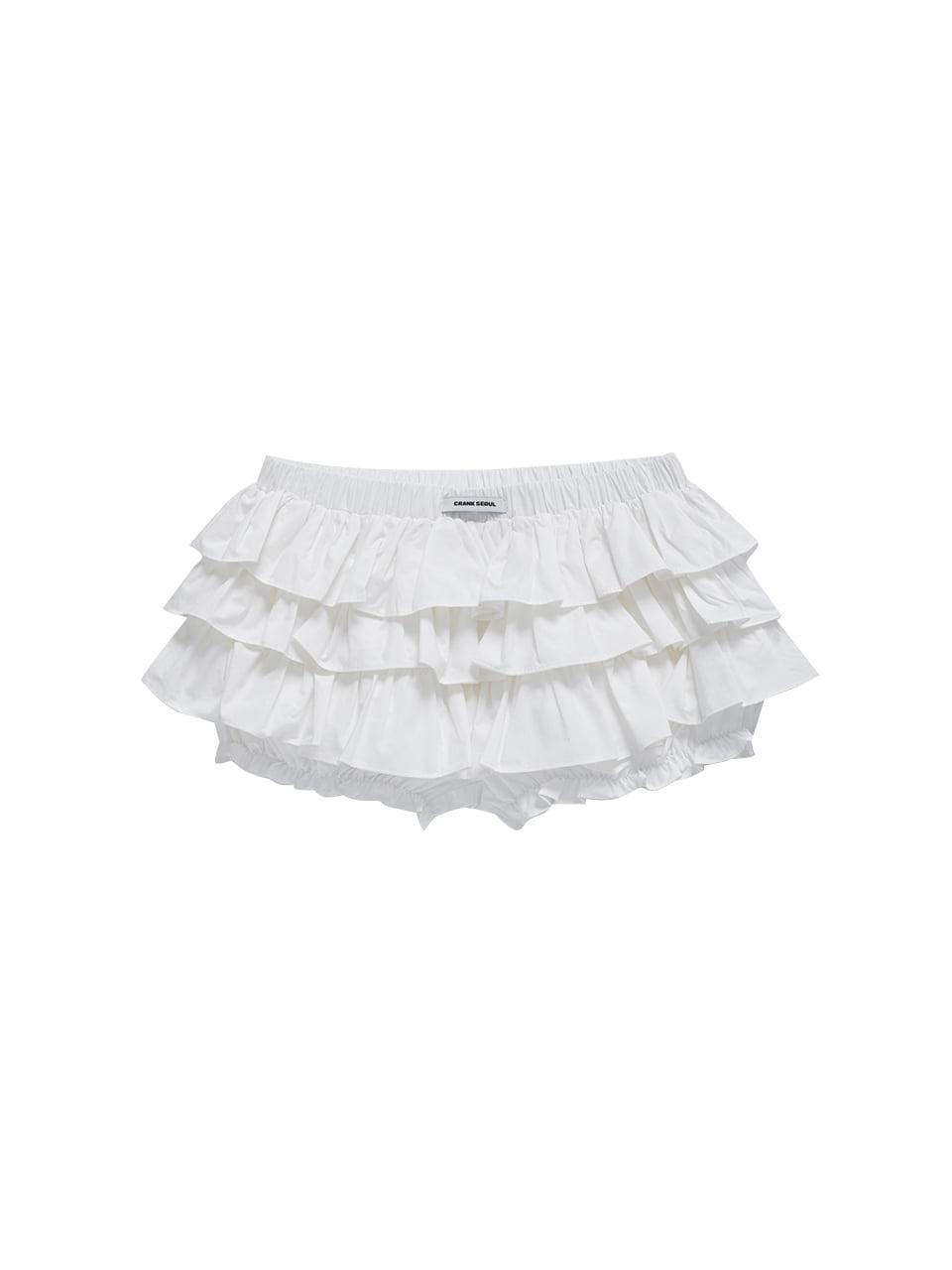 TIERED MICRO SKIRT PANTS_WHITE