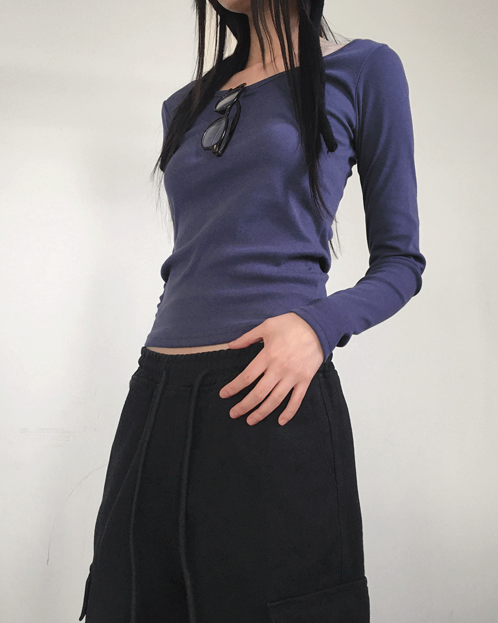 원더원더 [6color] 올디 베이직 무지 딥 유넥 이너 긴팔 티셔츠