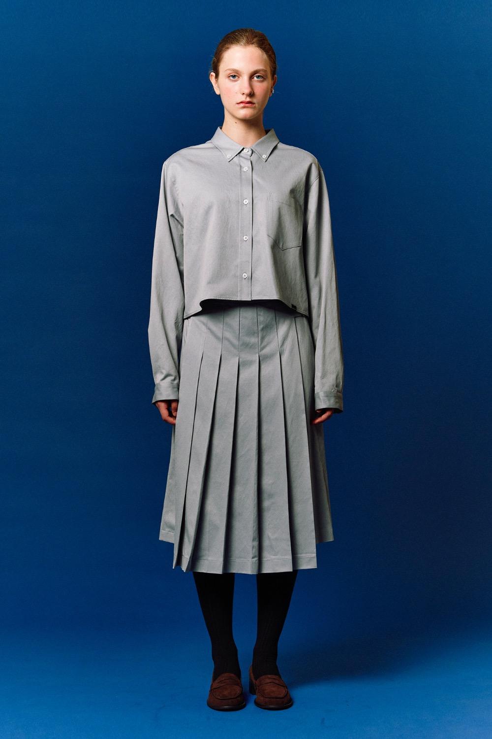 pleated midi skirt (blue grey)