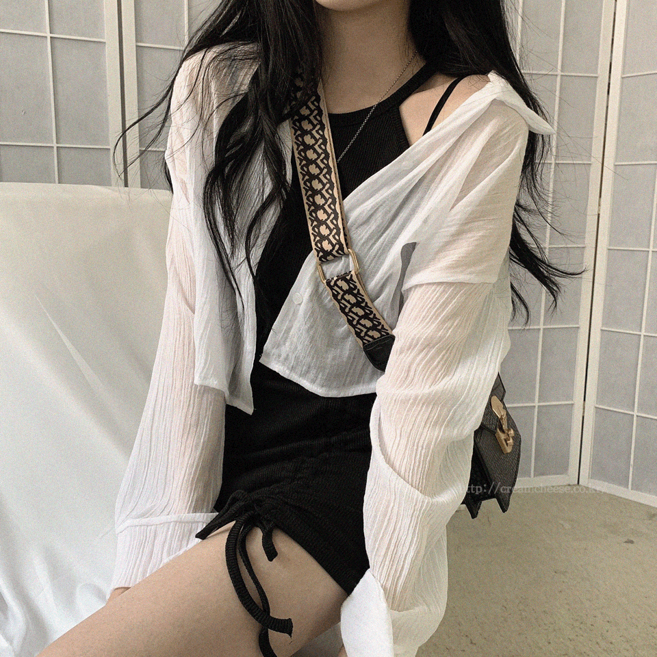 [ 단독/인기코디SET ] 러브 썸머 시스루 남방,블라우스 + 홀터넥 스트링 나시 원피스 투피스 (바다,바캉스룩)