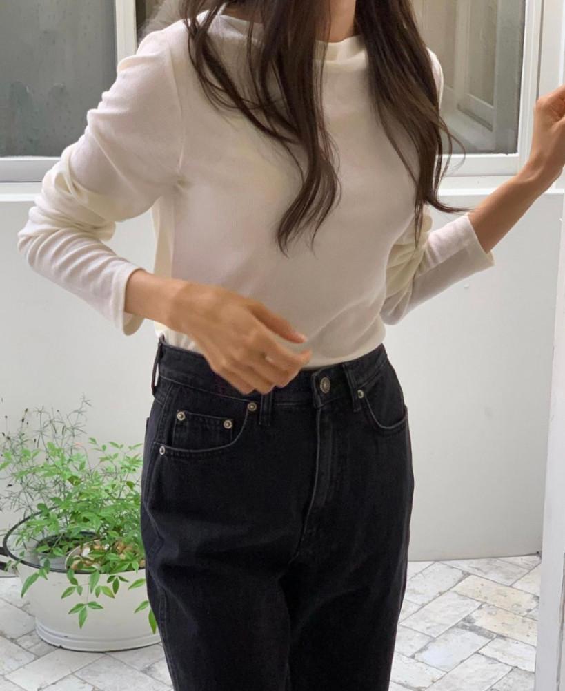 jinsim 진심 이브토 보트넥 티셔츠 울 텐셀 긴팔 이너 t