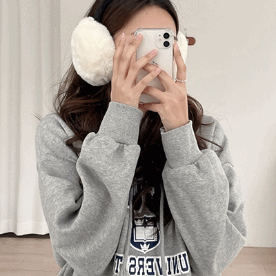 크림 페이크퍼 접이식 귀마개