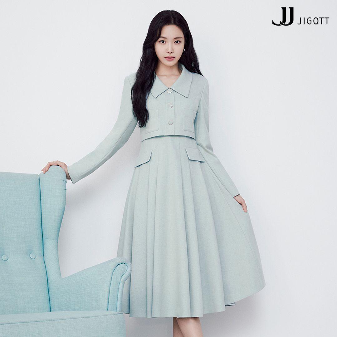 (JJ지고트) 펄 장식 재킷 스타일 울 원피스 GMAA0OP16