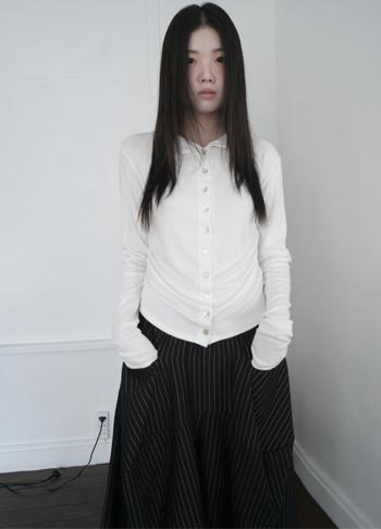 button-up shirring cardigan (3c)