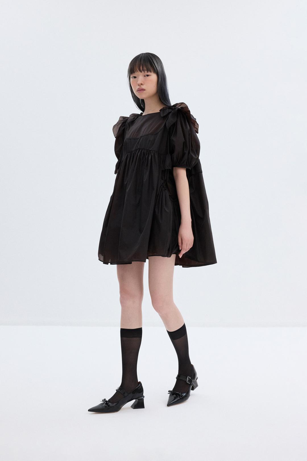 Ruffle Hoodie Dress_Black
