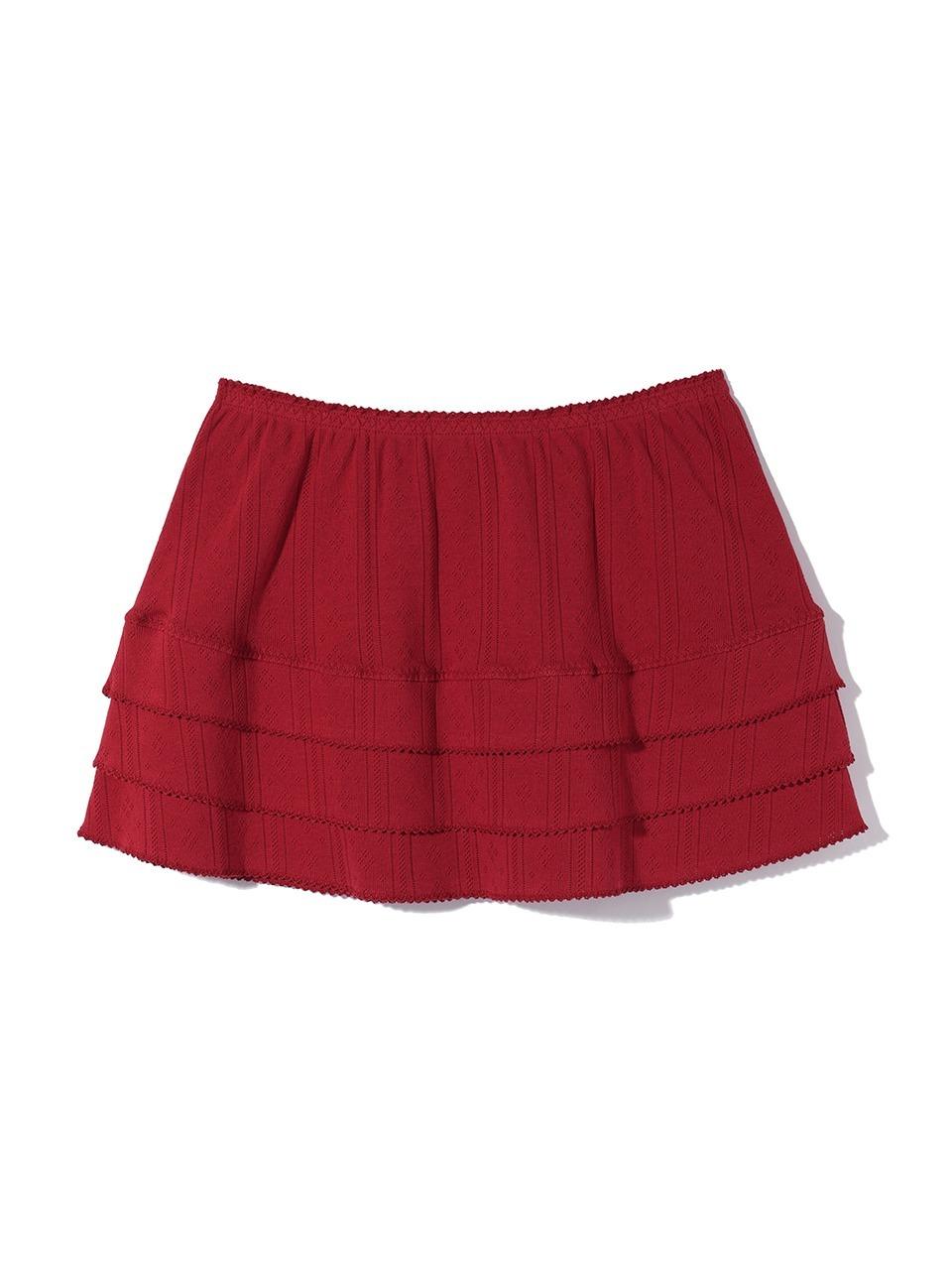EYELET FRILL SKIRT RED