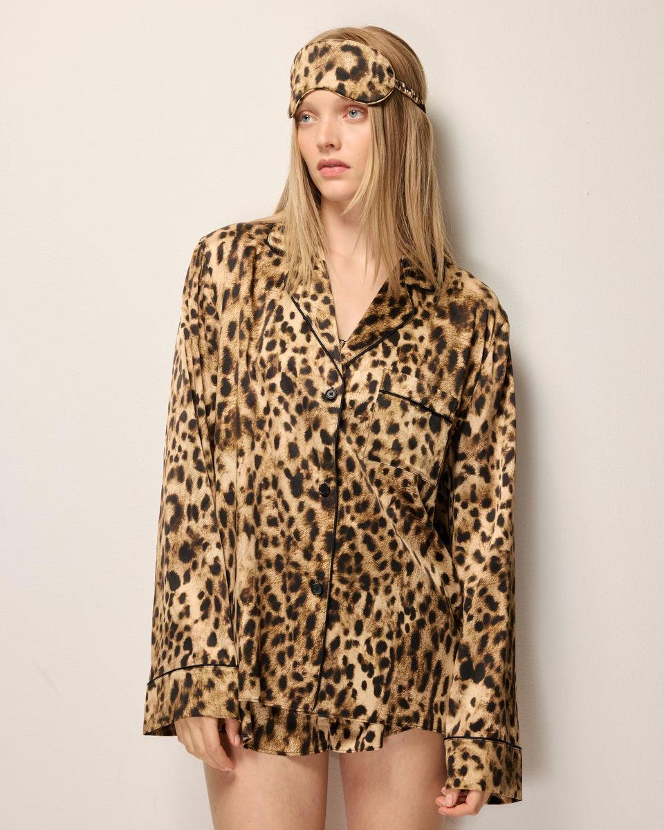 Silk Pajama Shirt | Leopard - XXS