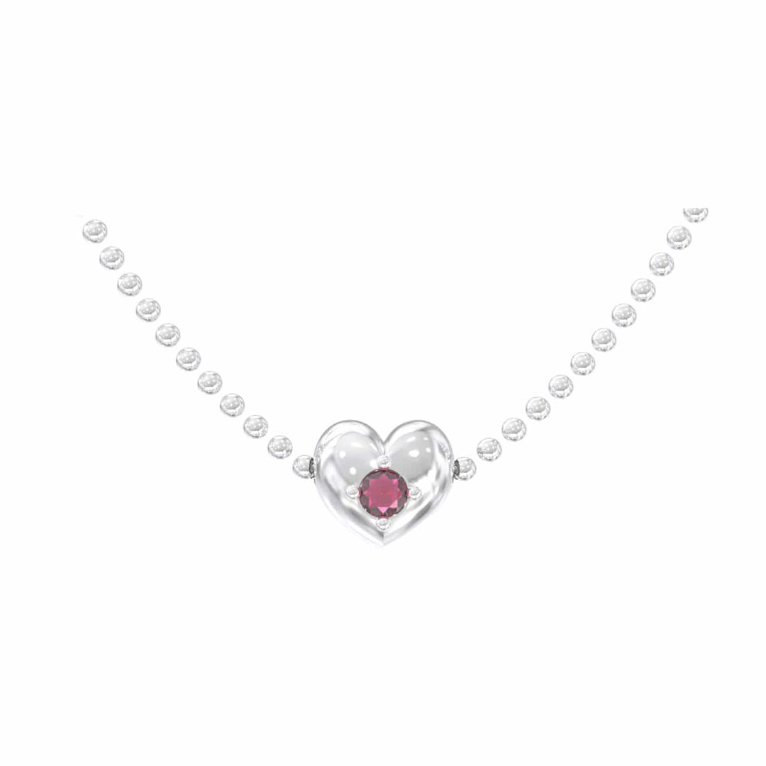 classic heart necklace [lab ruby]