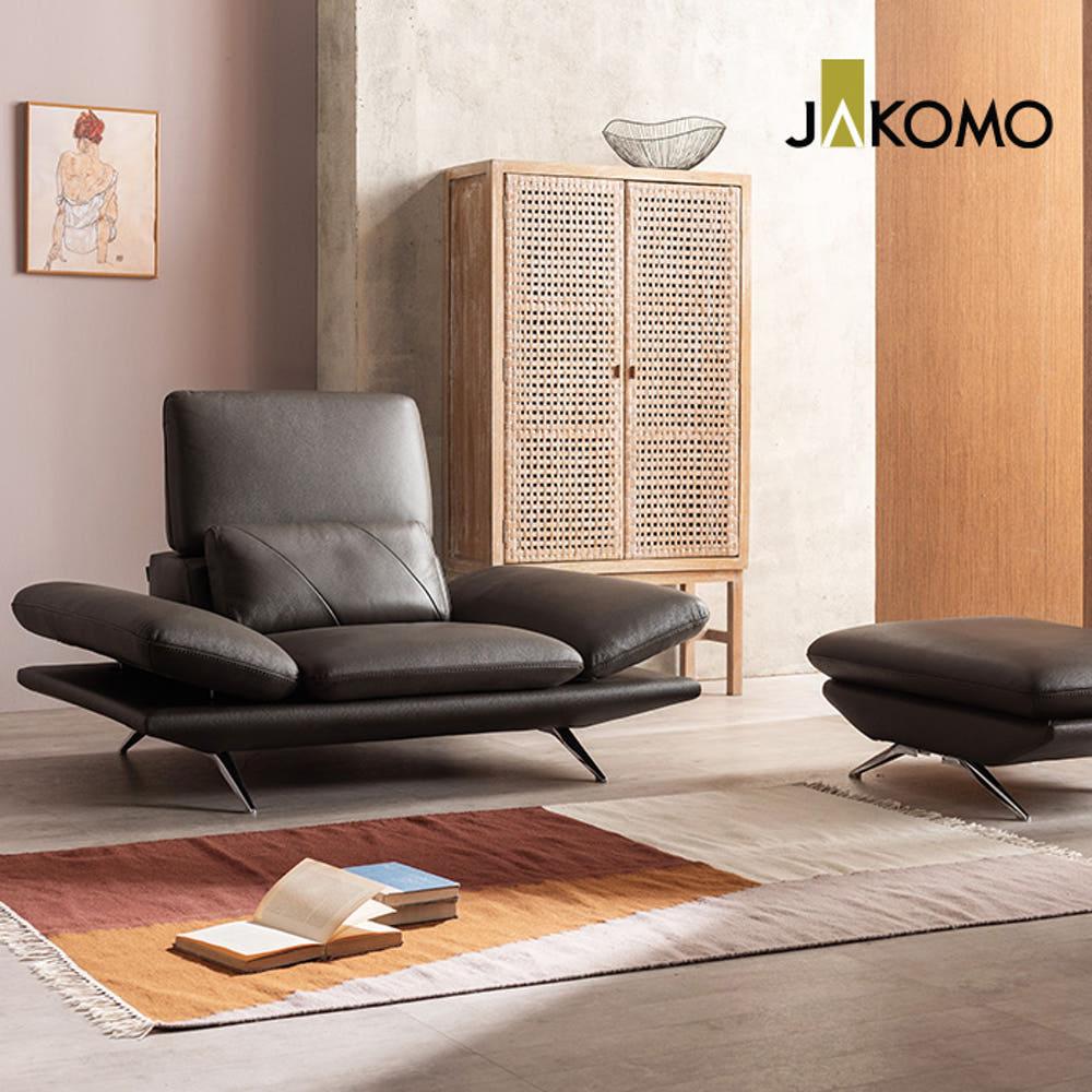 [자코모] 프리베 1인 기능성 비텔로 통가죽 슈렁큰 천연면피 소가죽 소파(전체가죽)+스툴