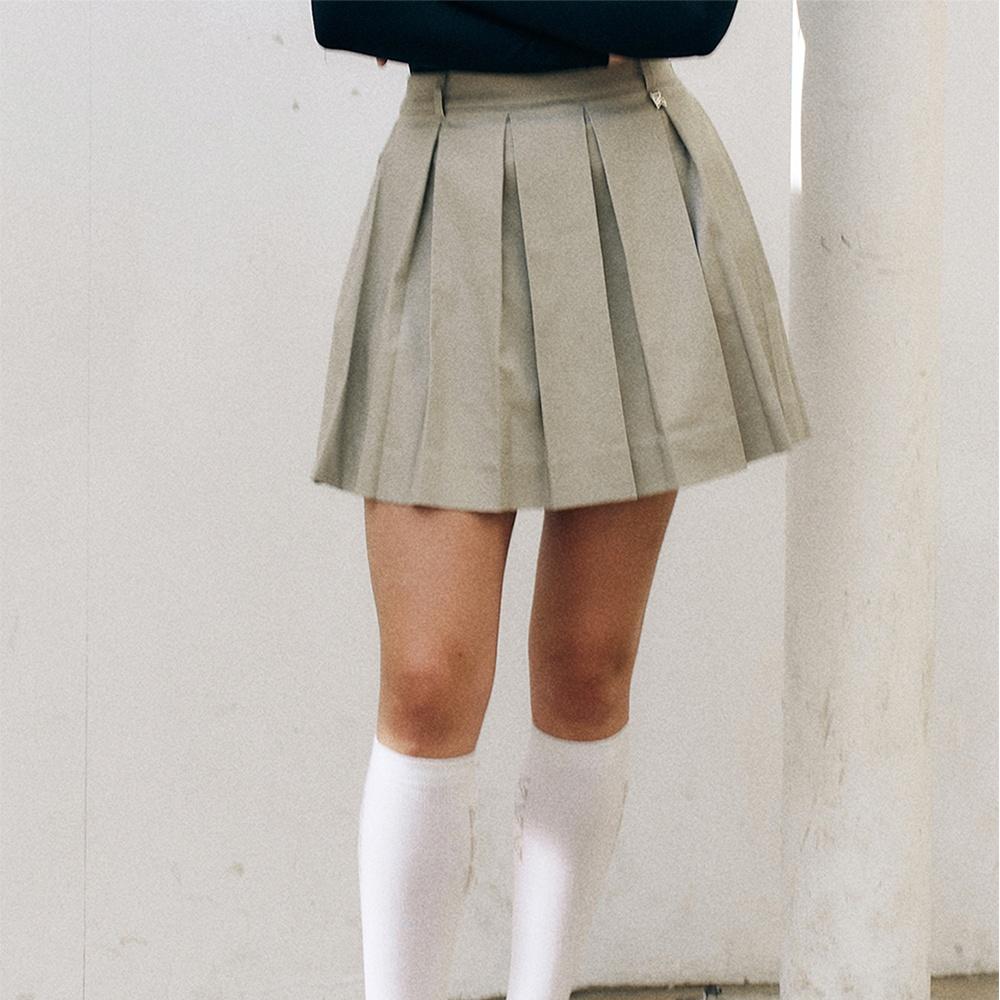 새틴 볼륨 스커트_BEIGE