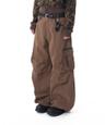 Knee Pin-tuck Contrast Cargo Pants (Brown)