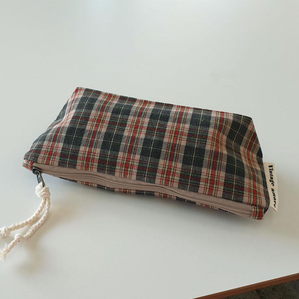 pencil case 빈티지체크 05 필통 천필통 파우치 펜케이스 펜슬파우치