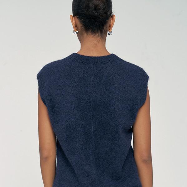[3rd] Hairy Vest in Alpaca_Navy