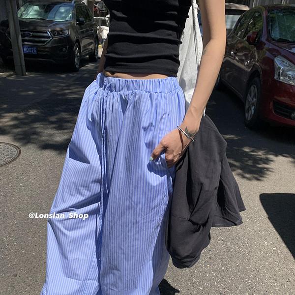 LONSLAN Versatile Lazy Striped Relaxed Casual Pants