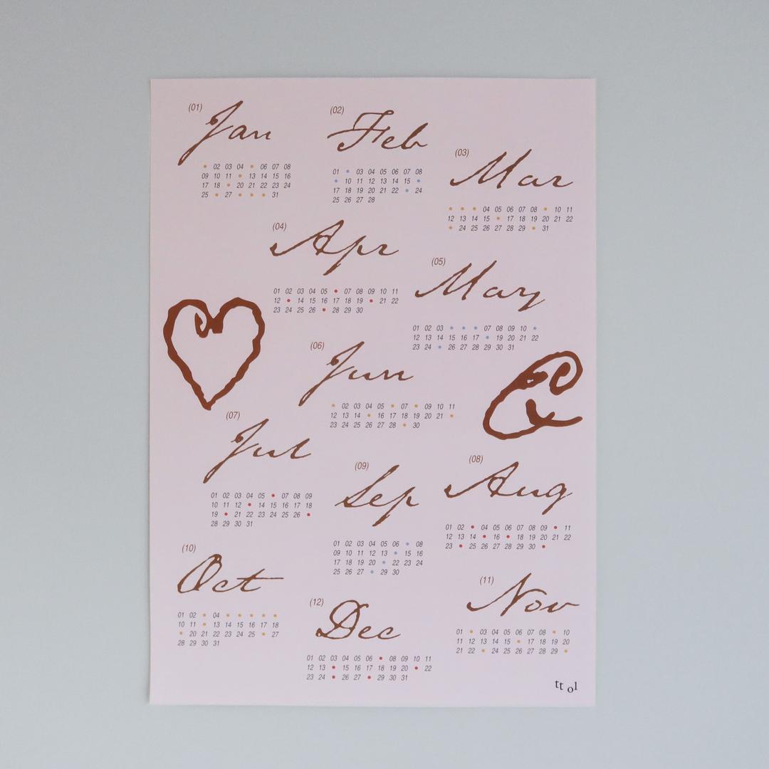 The Year of Love and Life Poster Calendar - Pink