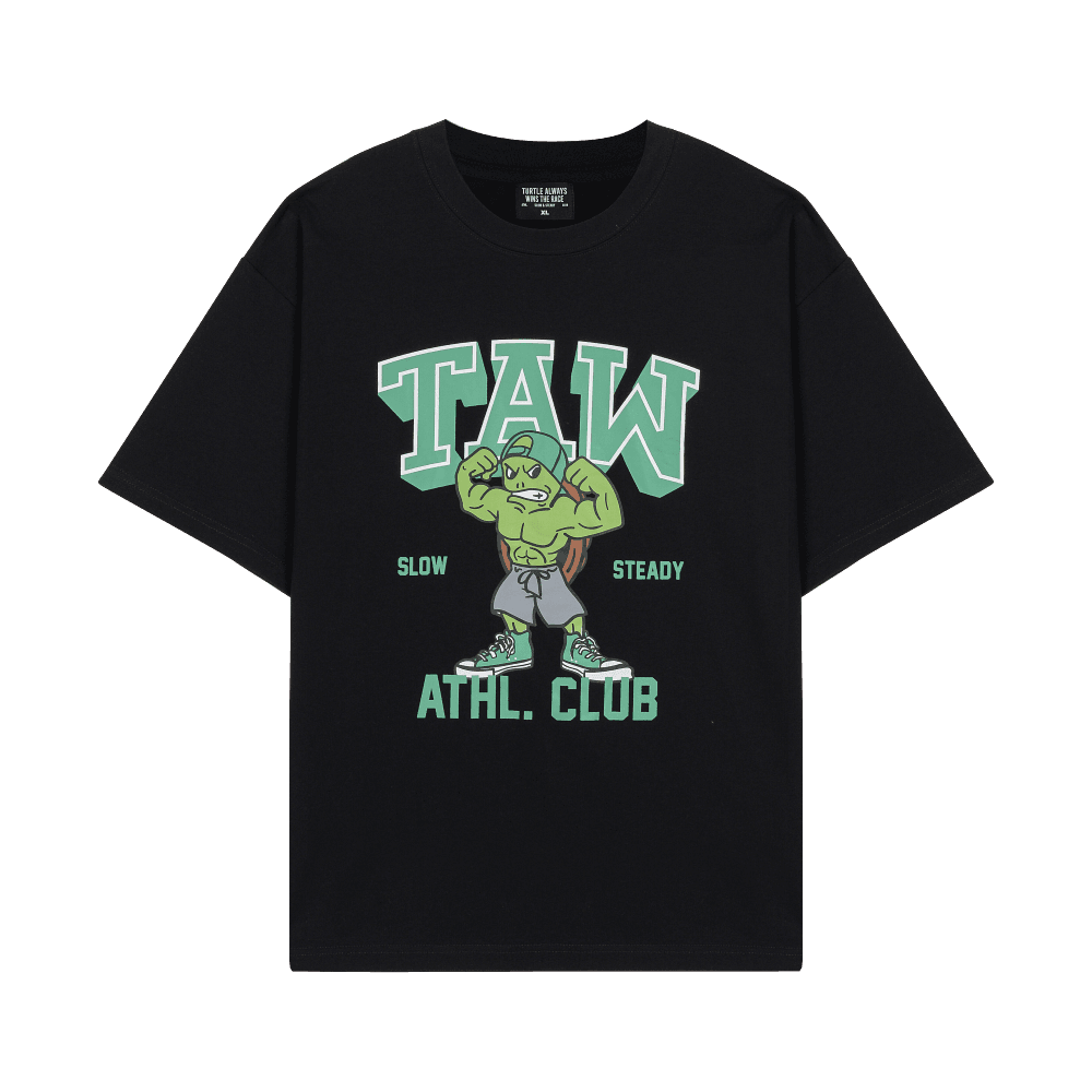 프론트 더블 바이셉스 오버핏 반팔티(블랙)