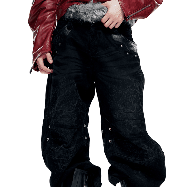 Crocodile leather snake print jeans