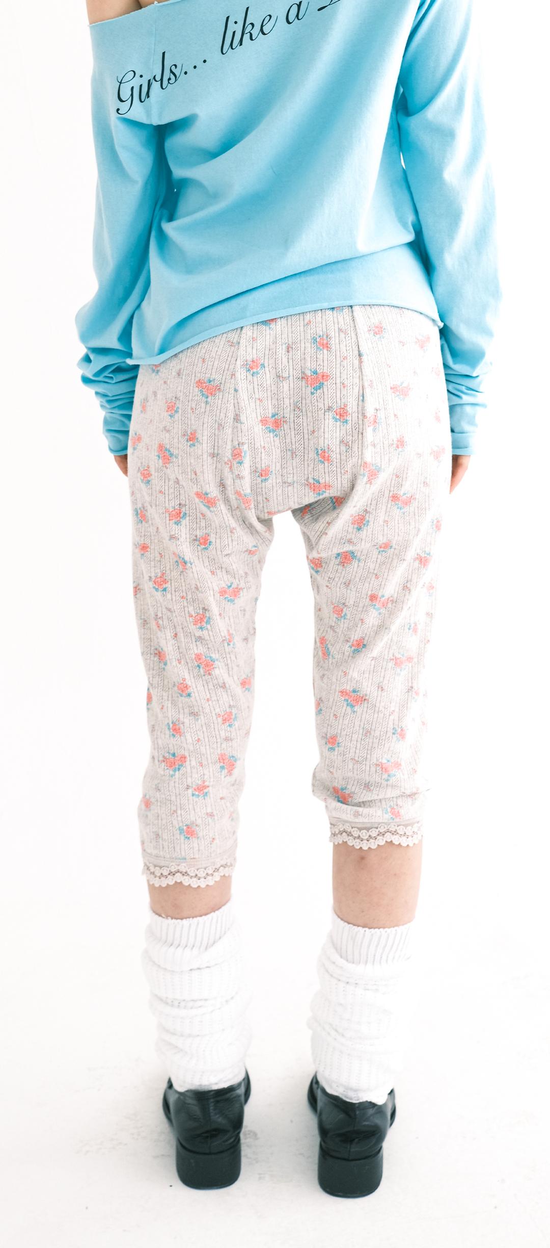 [F.E.E.S] flower pattern eyelet leggings (melange)