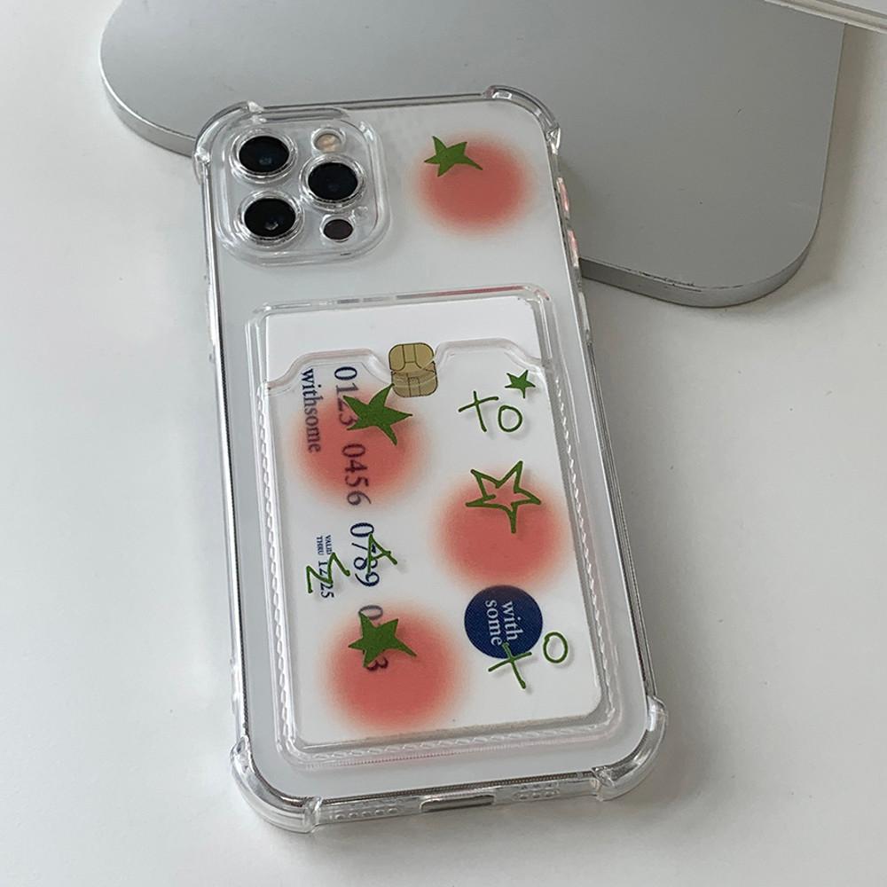 [withsome카드수납]방울 토마토 오렌지 아이폰12pro 카드수납 폰 케이스