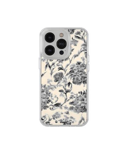 [폰케이스] 빈티지 플라워 검정 블랙 맥세이프 갤럭시s24 플립6 에폭시 범퍼 아이폰16 15