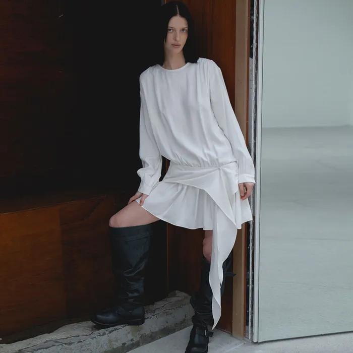 Drop Waist Mini Dress_Ivory