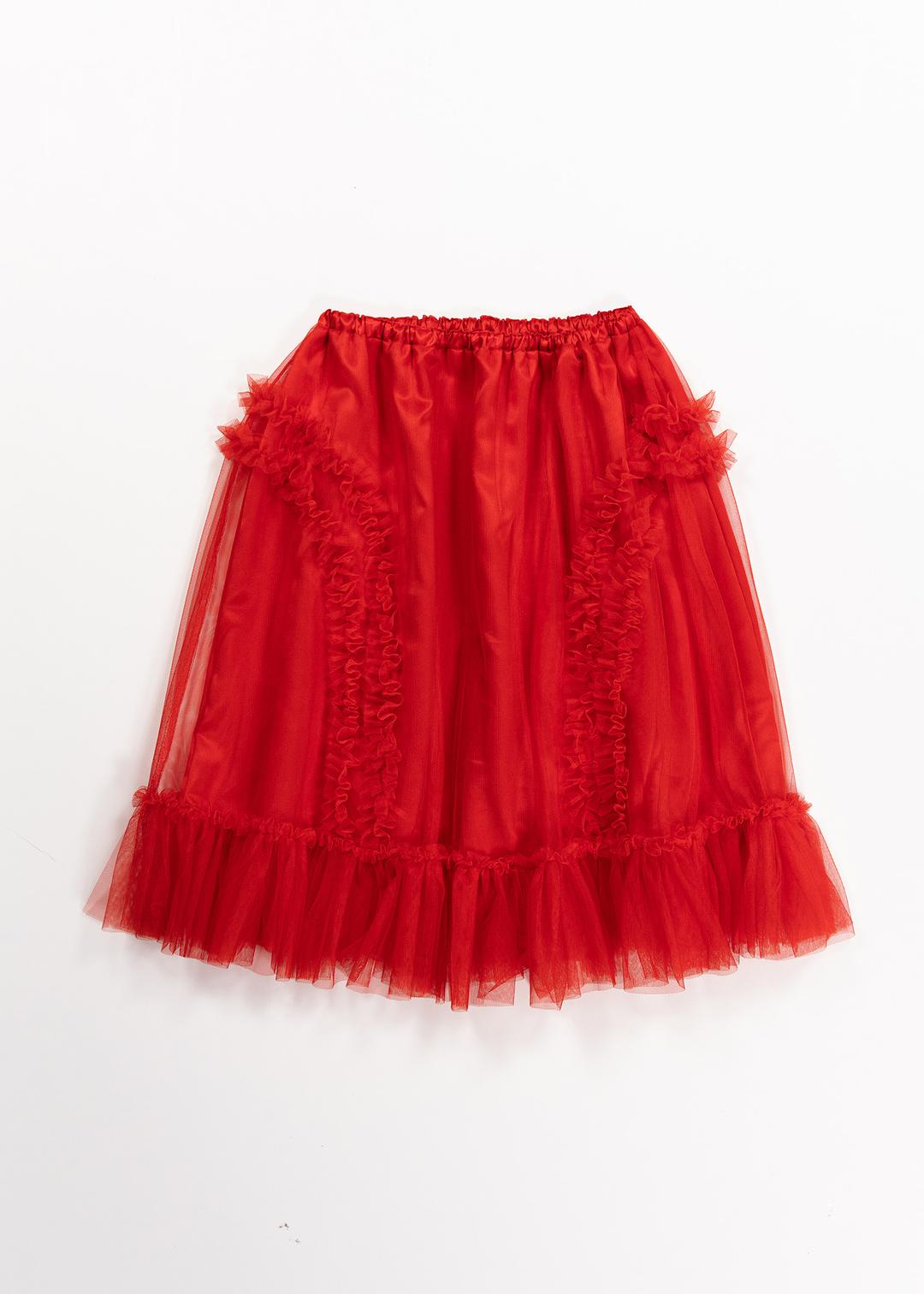 [04/04 출고]BANDING RUFFLE SHA SKIRT - RED