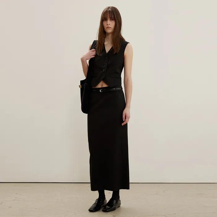 Clean Skirt In Wool Blend, Black